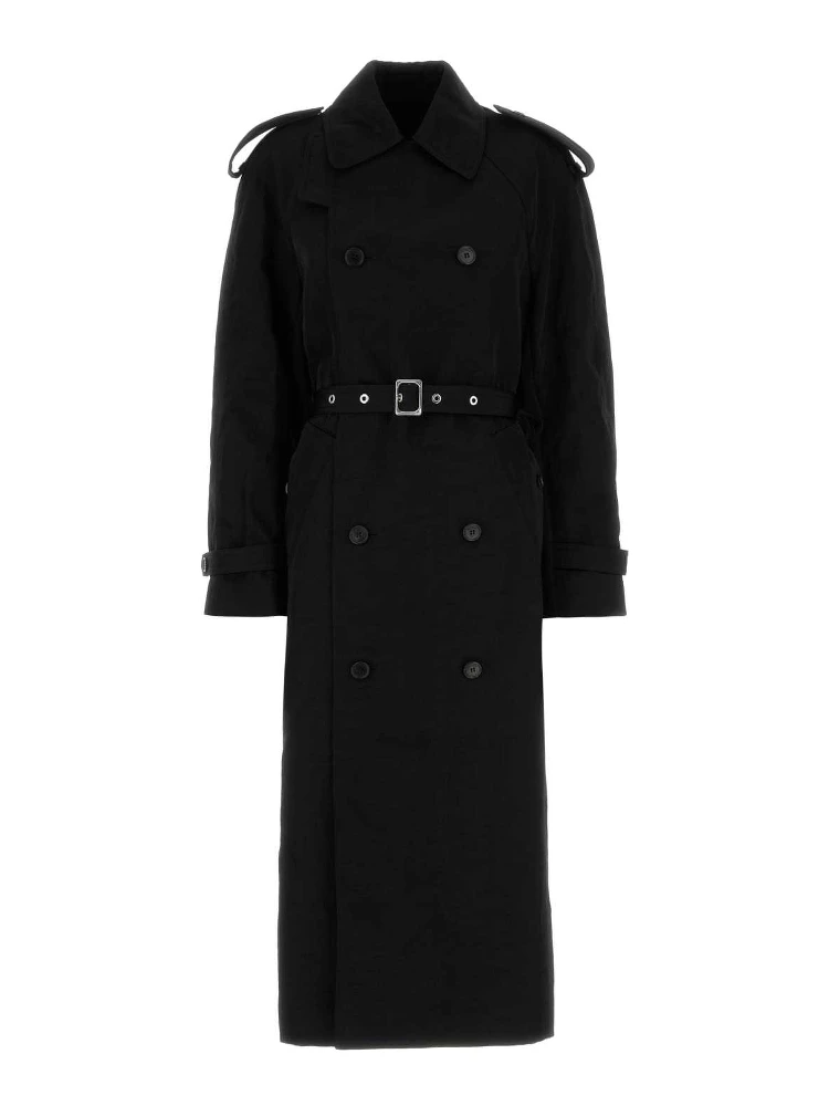 Double-breasted belted coat