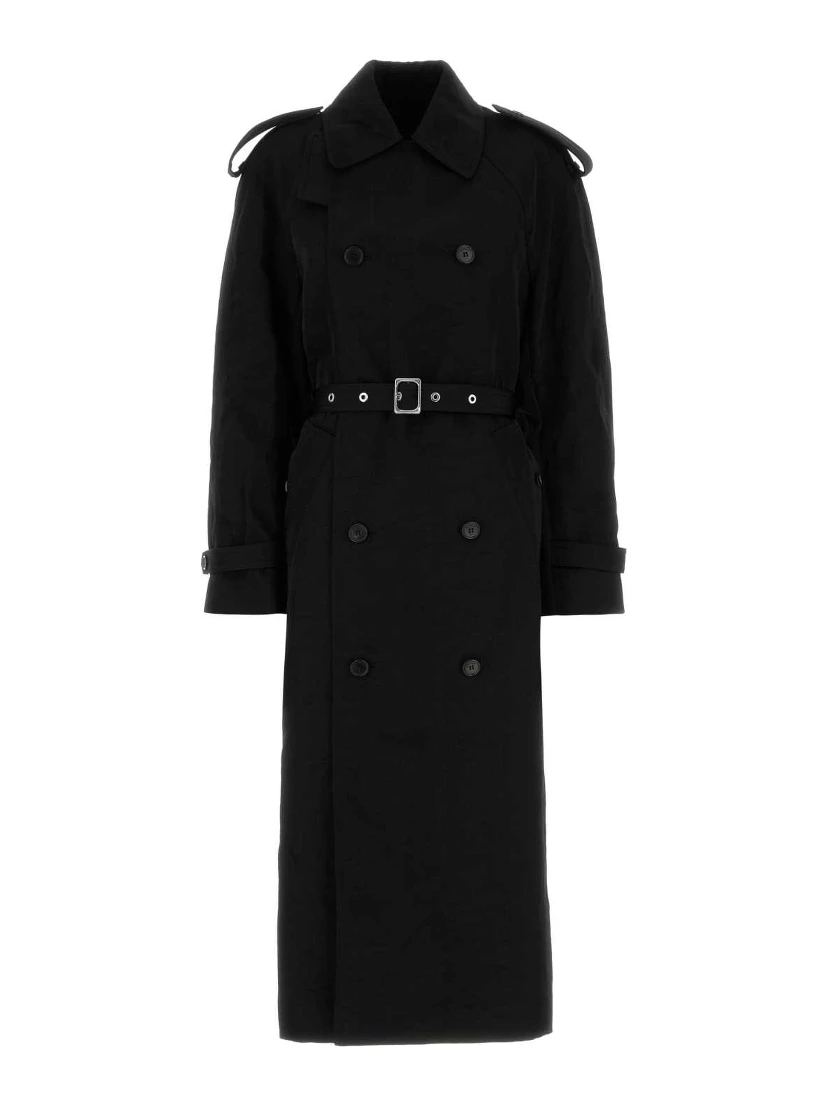 Double-breasted belted coat