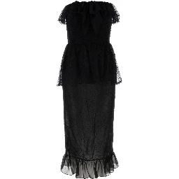 LACE AND SILK GEORGETTE BUSTIER DRESS
