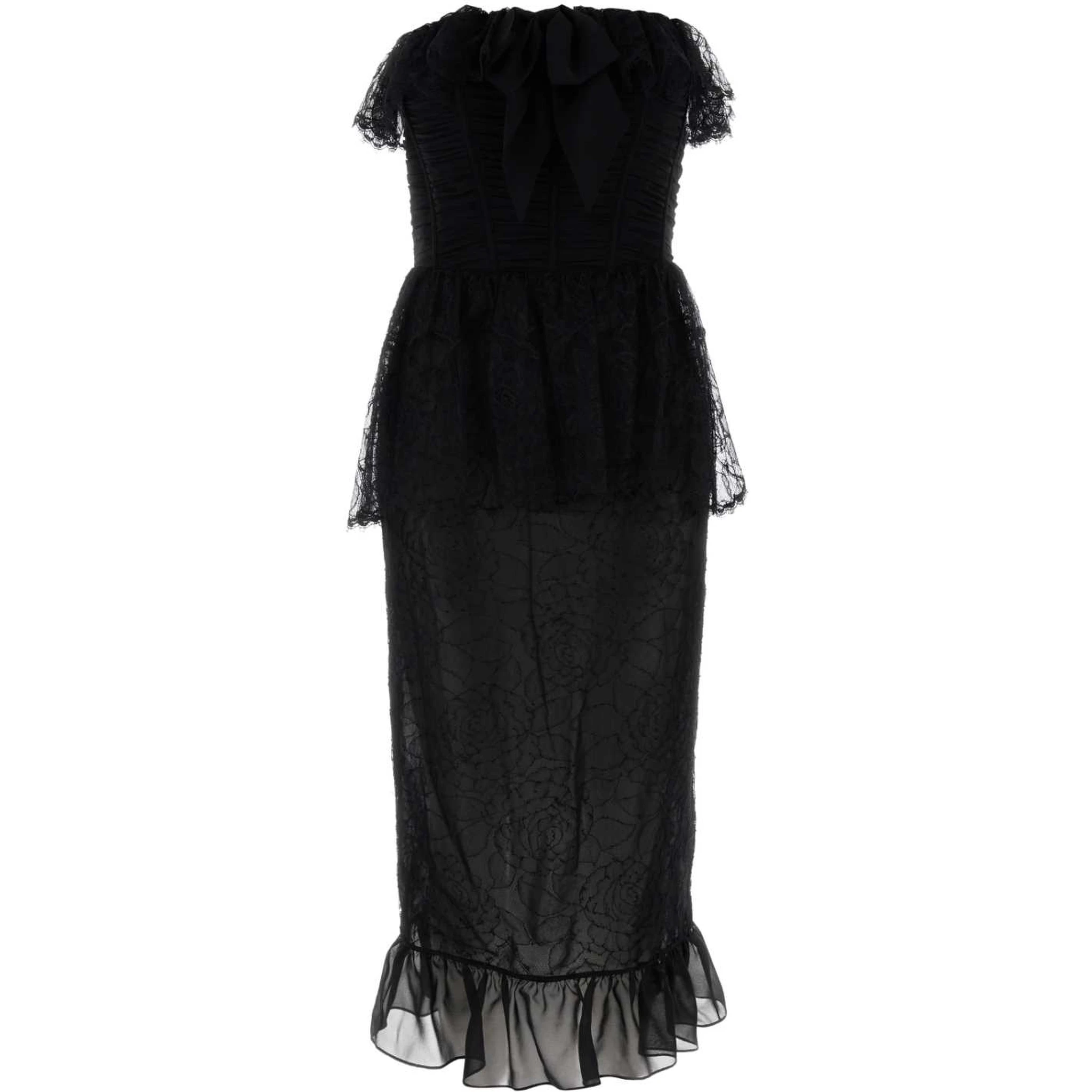 LACE AND SILK GEORGETTE BUSTIER DRESS
