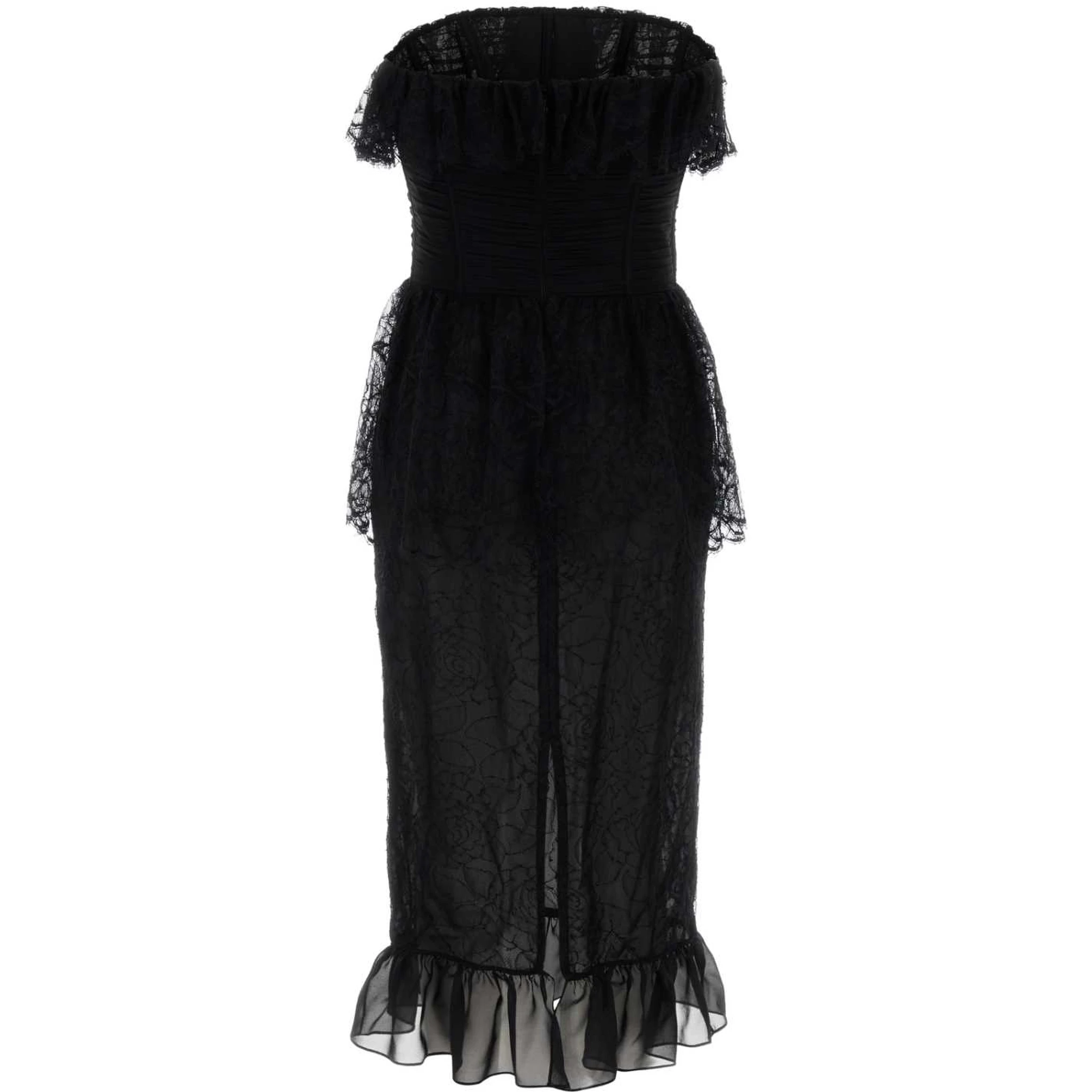 LACE AND SILK GEORGETTE BUSTIER DRESS