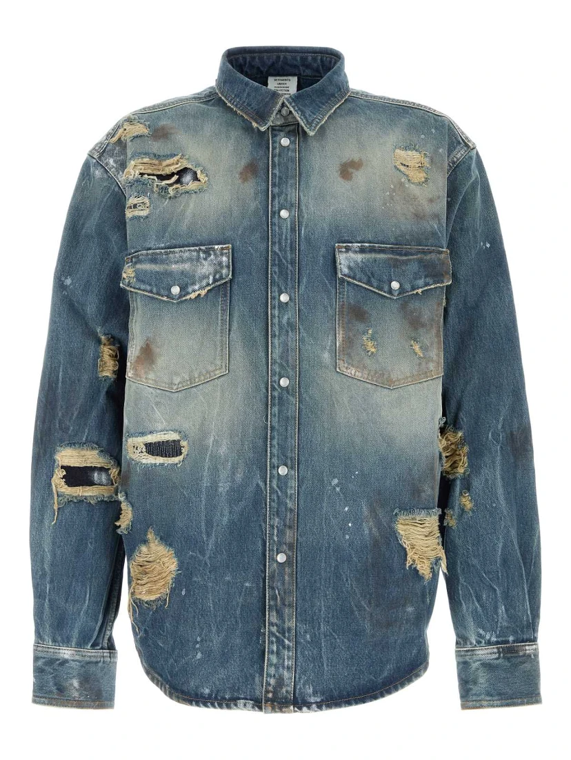 TRASHED DENIM SHIRT