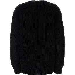 HALF CARDIGAN KNIT CREWNECK SWEATER