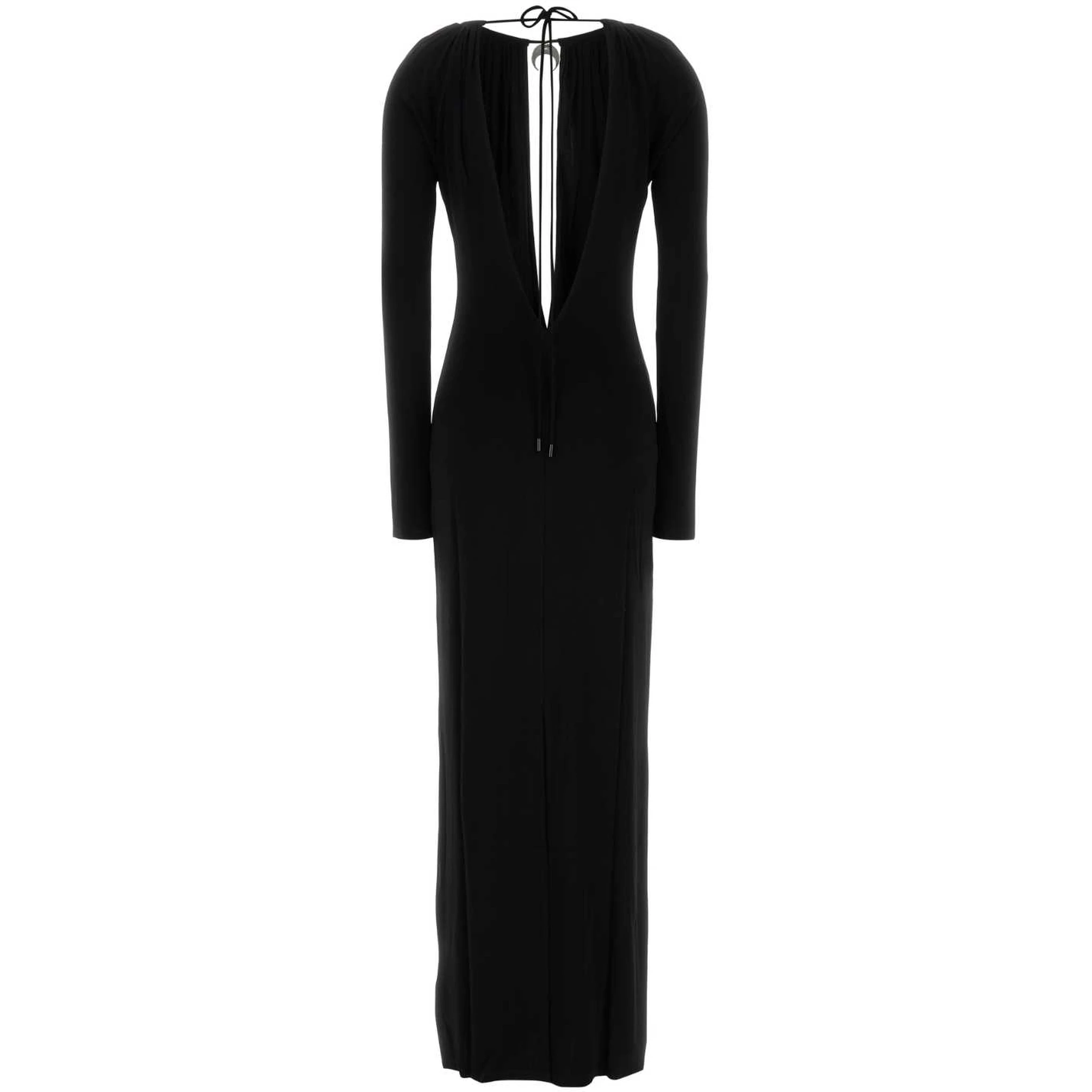 DRAPED JERSEY LS LONG DRESS