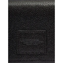 Mini Black Crossbody Bag with Engraved Logo in Hammered Leather Woman