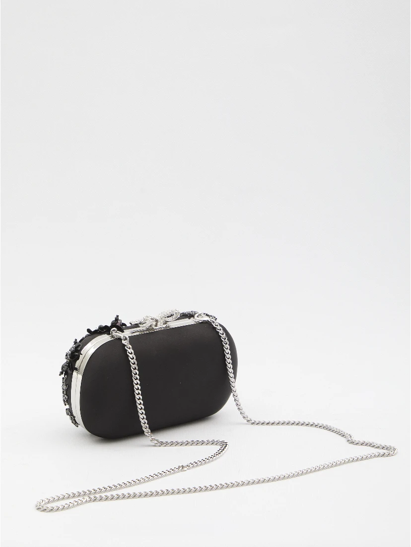 Floral crystal clutch bag