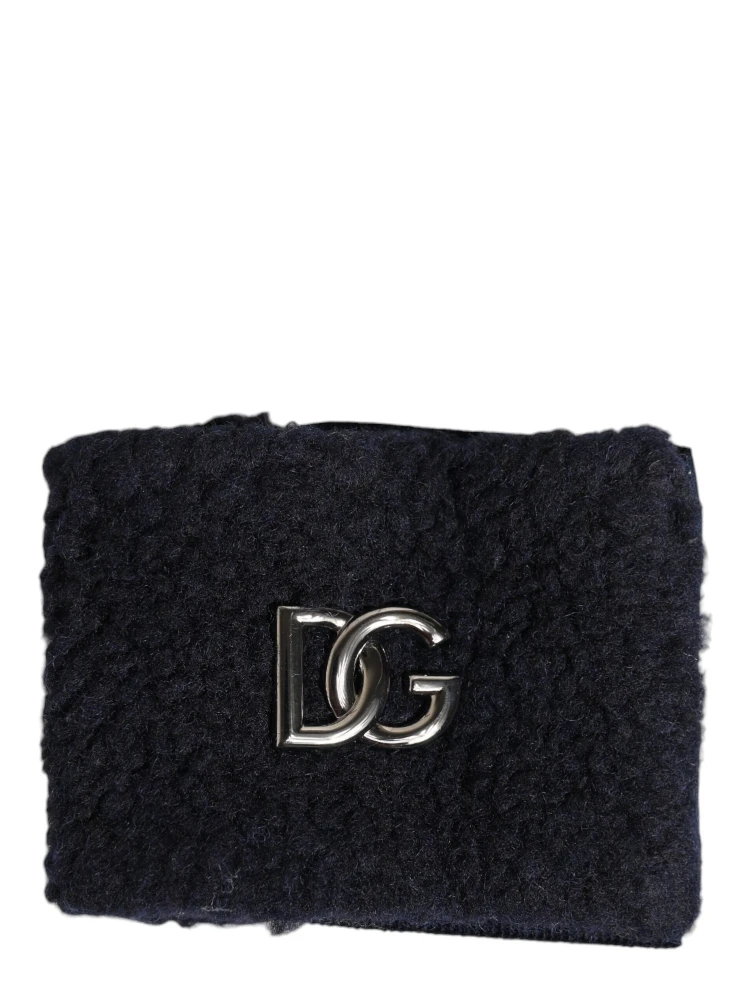 Black Polyester Logo Plaque Men One Size Wristband