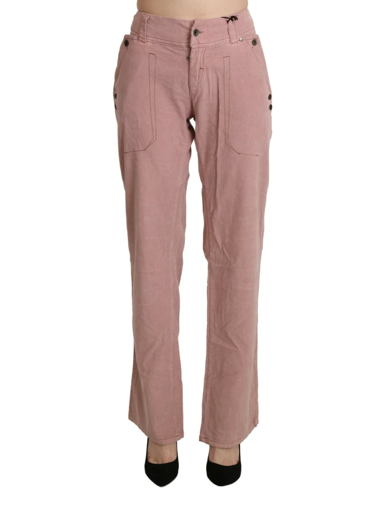 Cotton Pink High Waist Straight Trouser Pants alternative