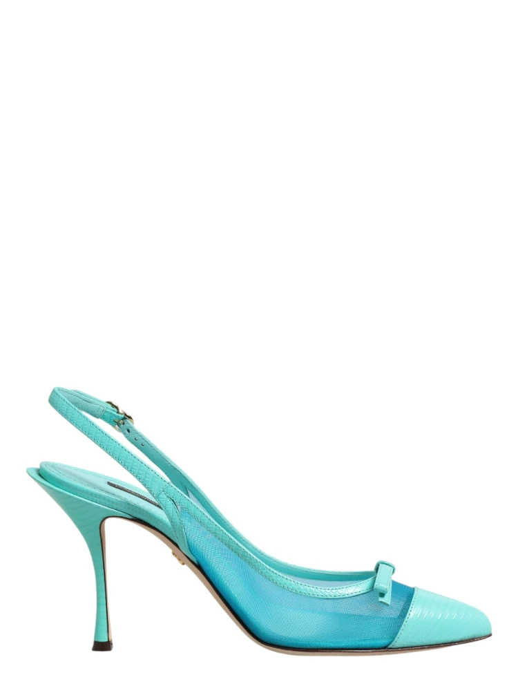 Blue Leather Mesh Heels Slingback Shoes alternative