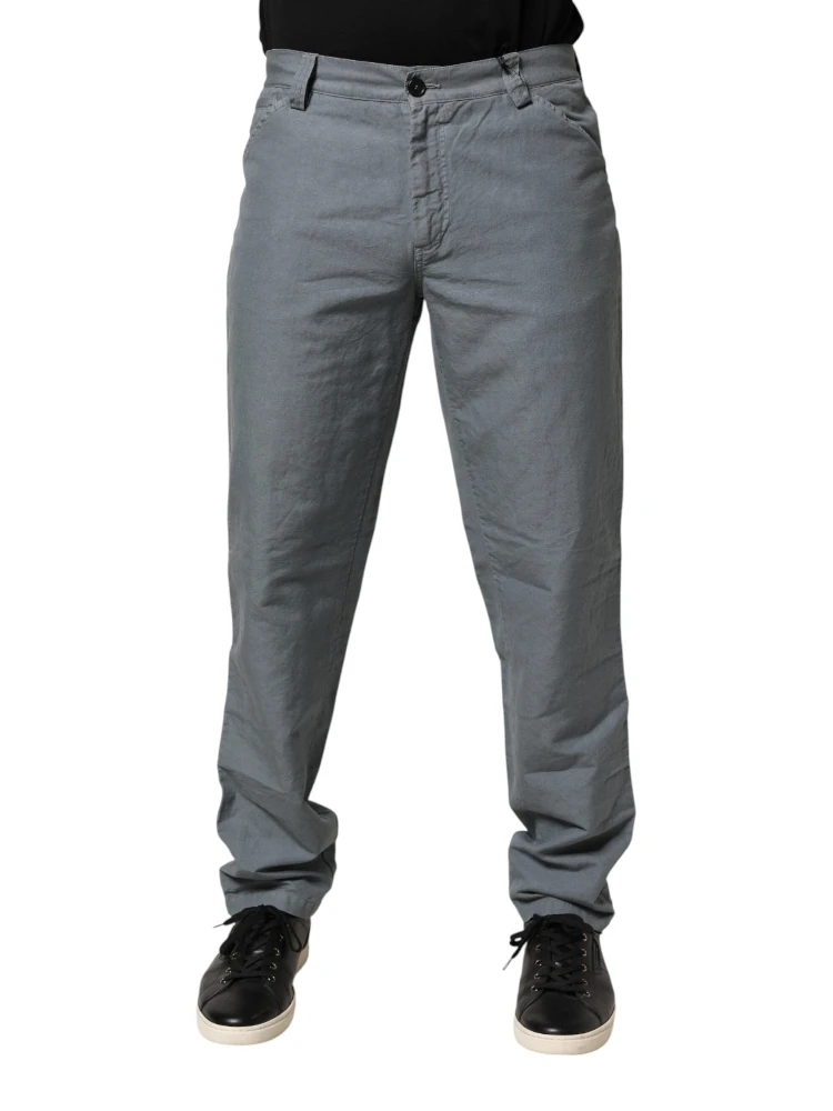 Gray Cotton Regular Fit Men Denim Trouser Jeans