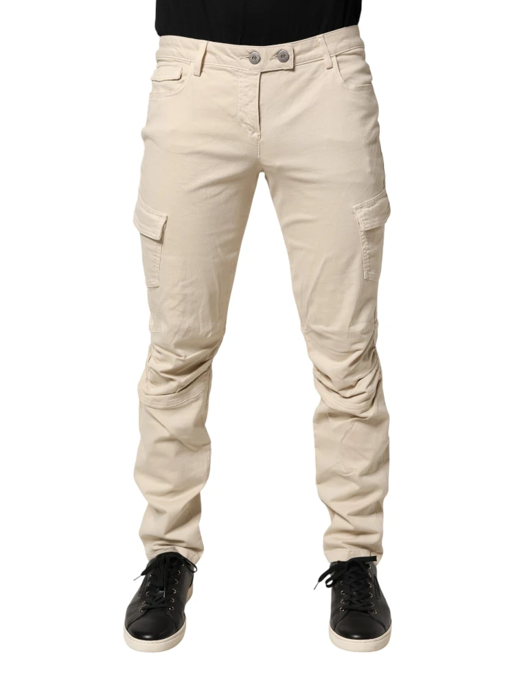 Beige Skinny Fit Mid Waist Men Denim Jeans alternative