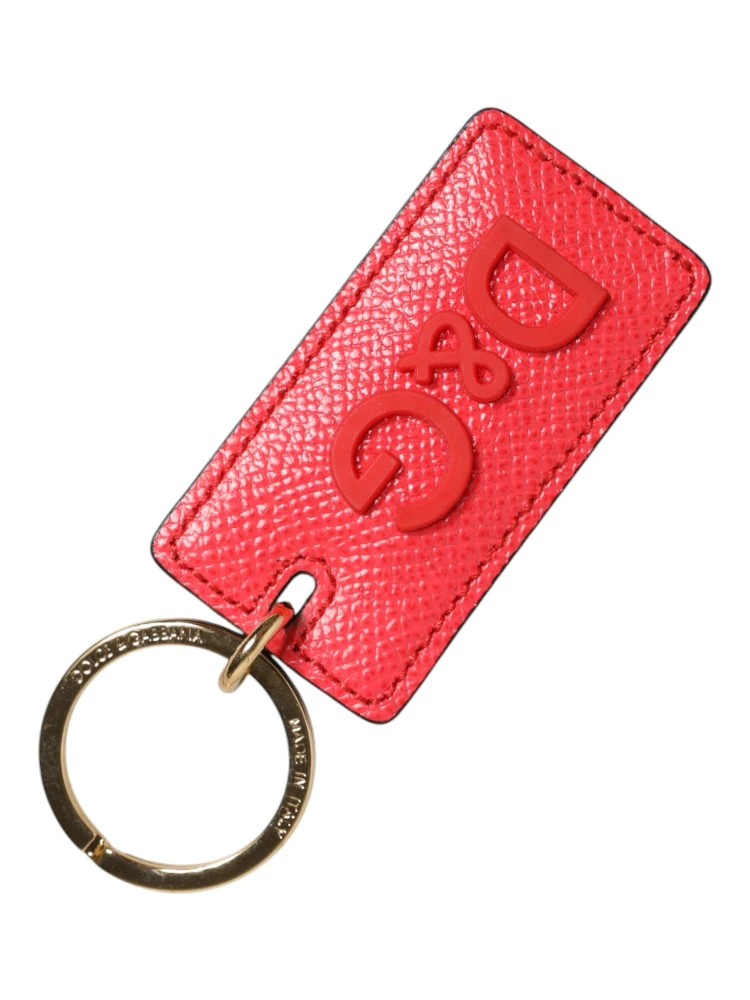 Red Calf Leather Logo Metal Ring Men Keychain Keyring alternative