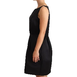 Black Sleeveless Pleated Aline Knee Length Dress