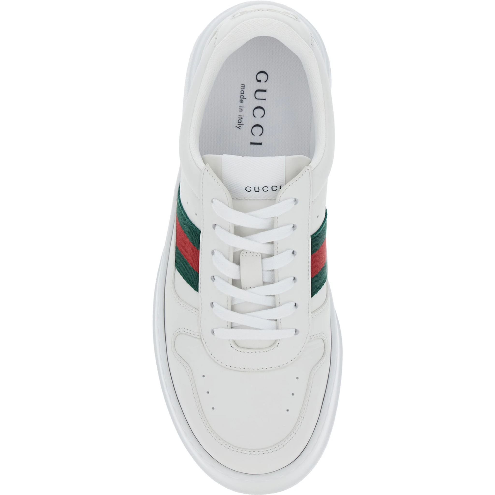 White Sneakers with Web Detail and Oversized Sole in Leather Man
