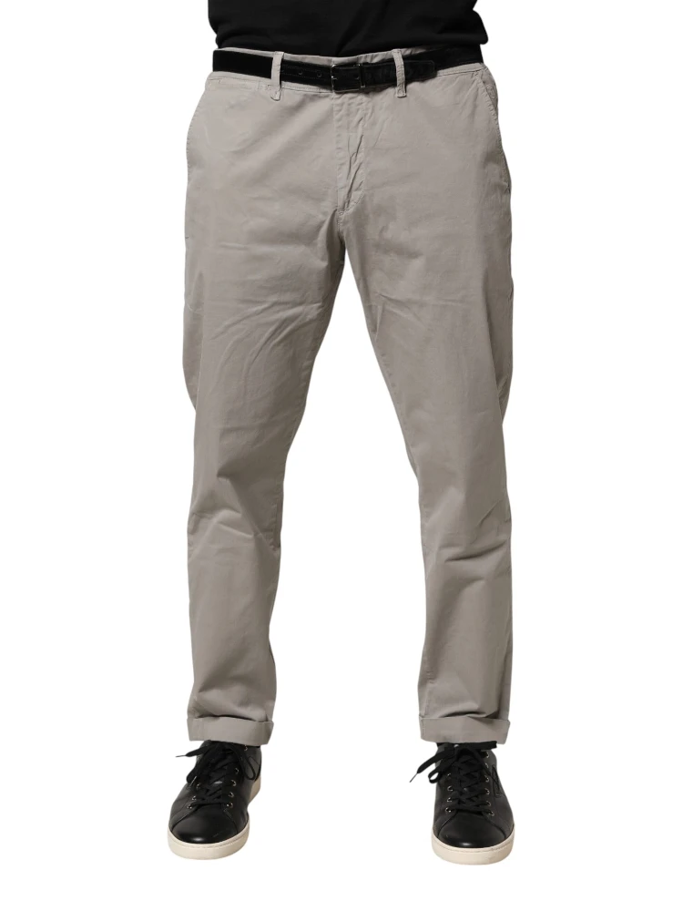 Gray Cotton Stretch Tapered Fit Men Chino Trouser Pants alternative