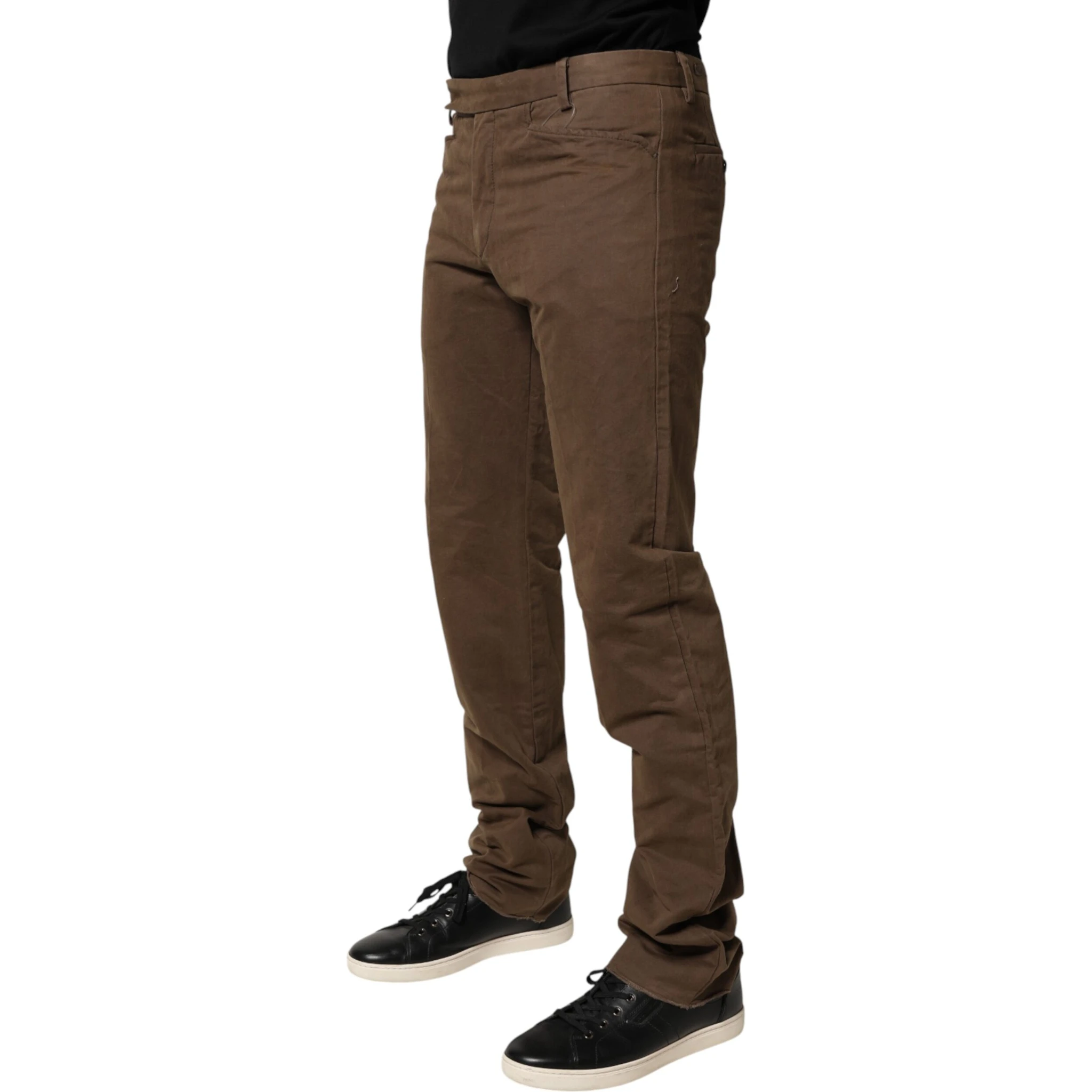 Brown Straight Cut Mid Waist Chino Men Trouser Pants