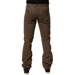 Brown Straight Cut Mid Waist Chino Men Trouser Pants
