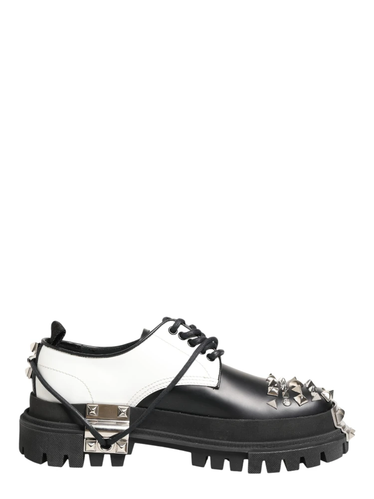 Black White Studded Men Formal Derby Shoes alternative