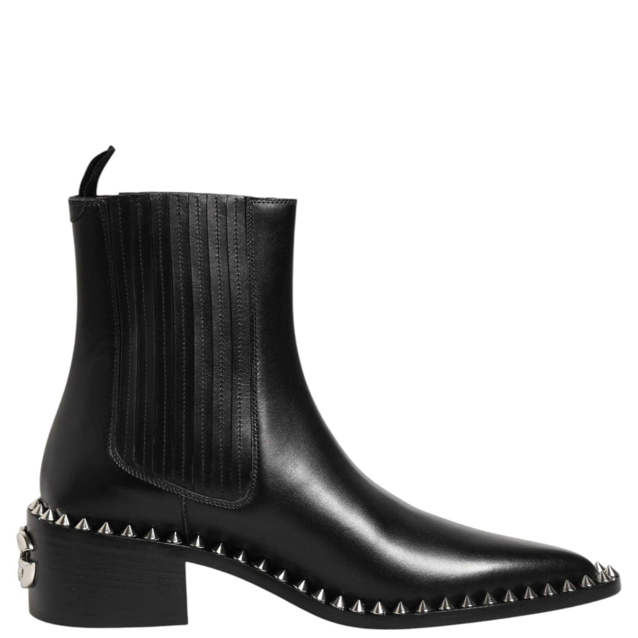 Black Studded Chelsea Short Ankle Boots Shoes