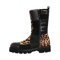 Multicolor Leopard Mid Calf Boots Shoes
