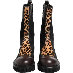 Multicolor Leopard Mid Calf Boots Shoes
