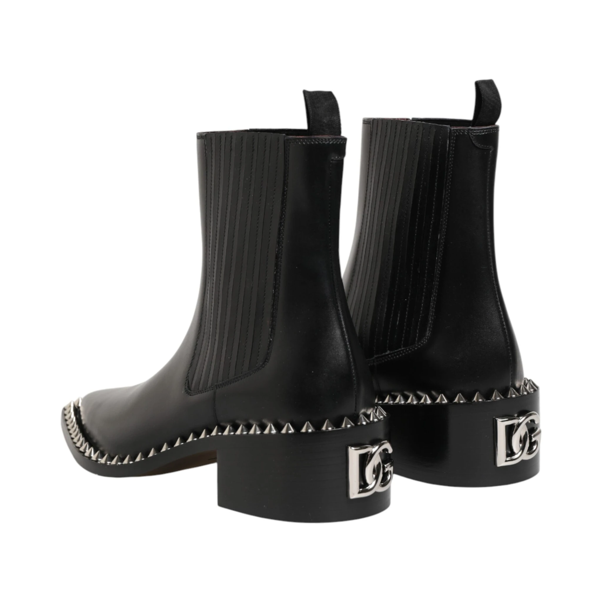 Black Studded Chelsea Short Ankle Boots Shoes