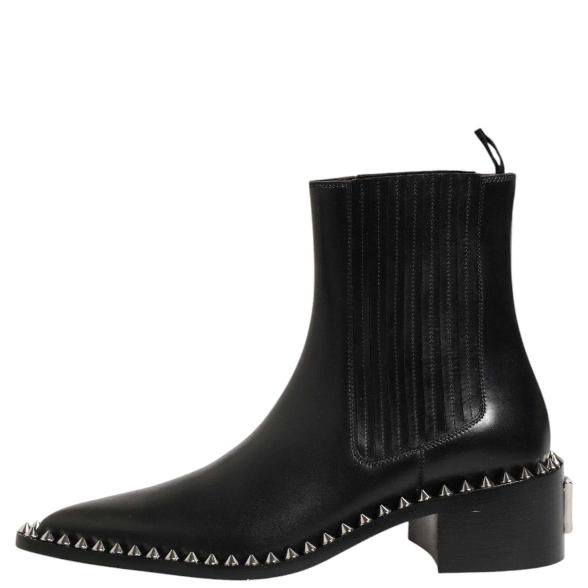 Black Studded Chelsea Short Ankle Boots Shoes