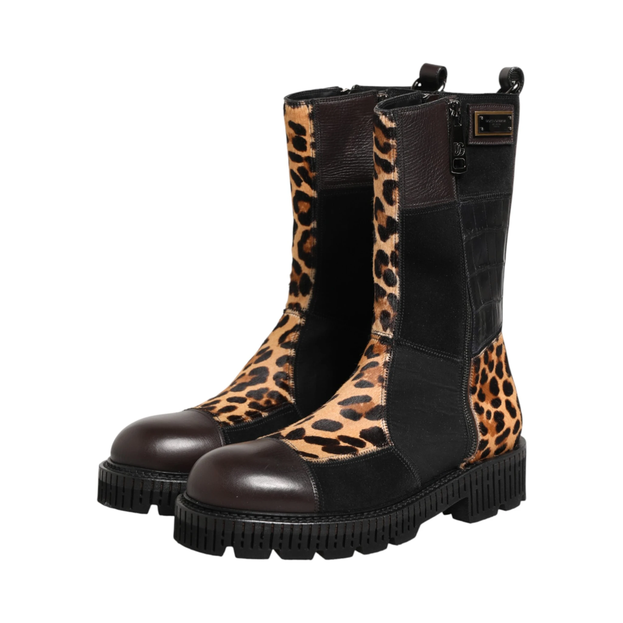 Multicolor Leopard Mid Calf Boots Shoes