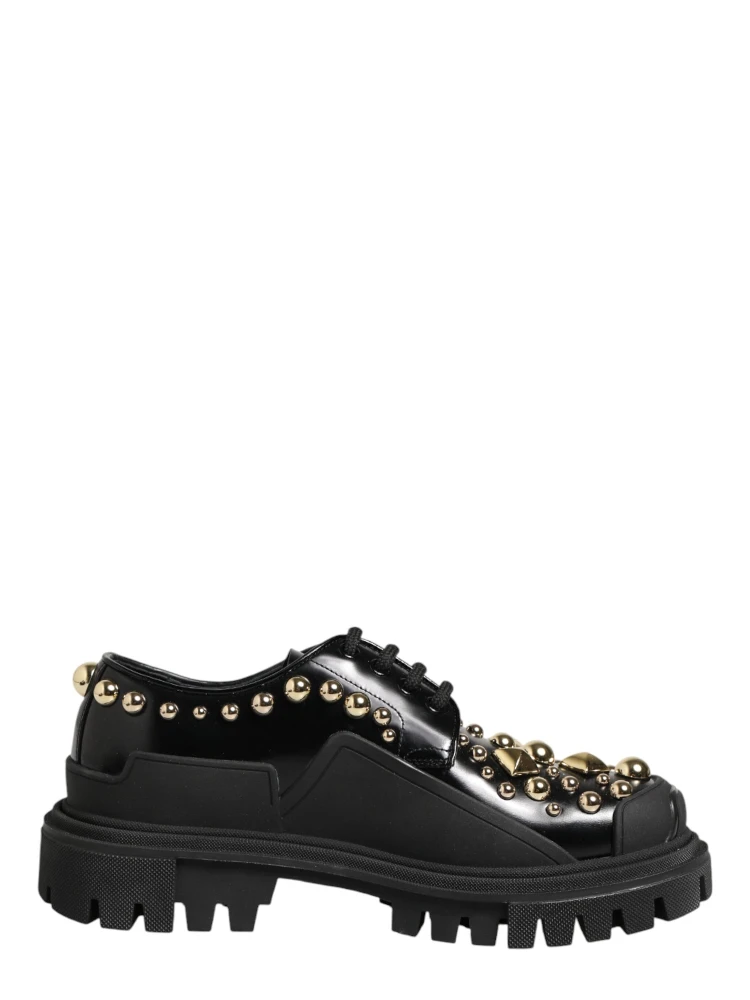 Black Leather Jeweled Crystals Derby Shoes alternative