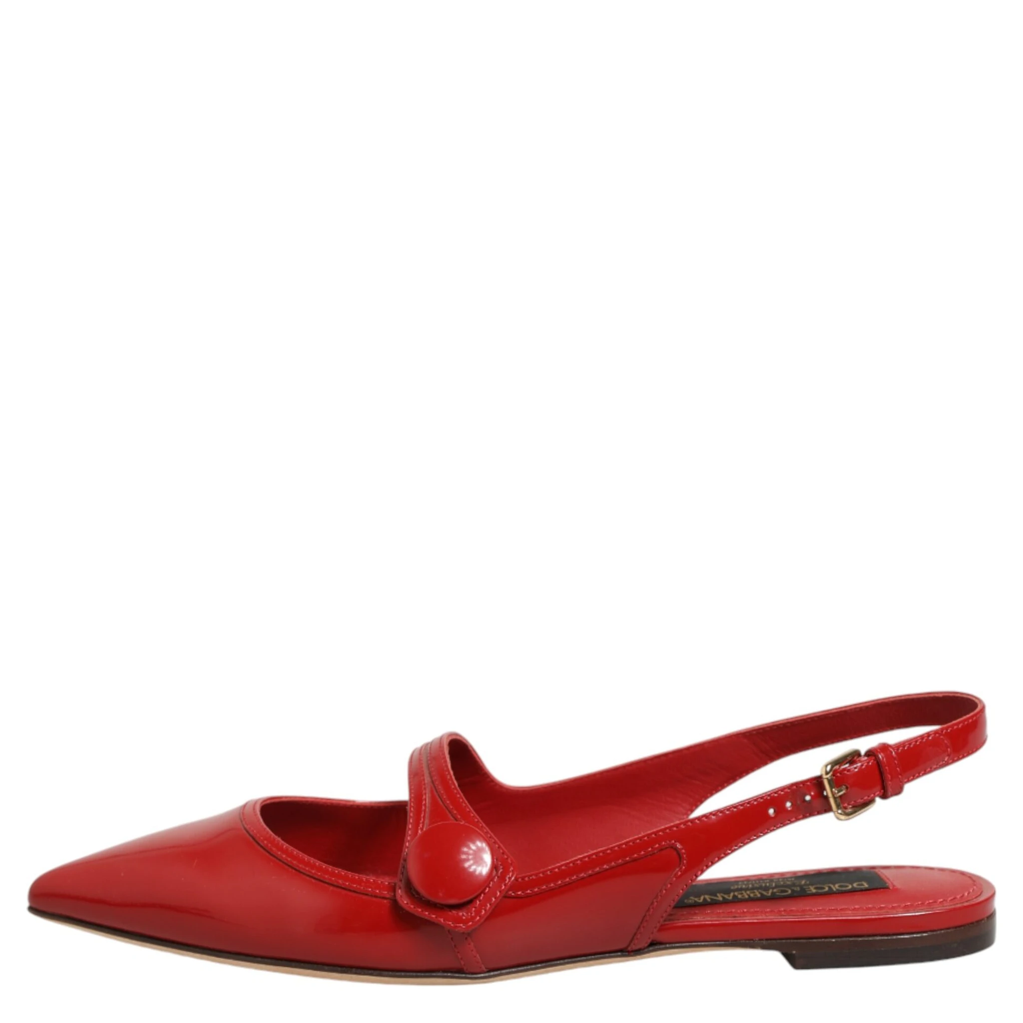 Red Leather Slingback Flats Sandals Shoes