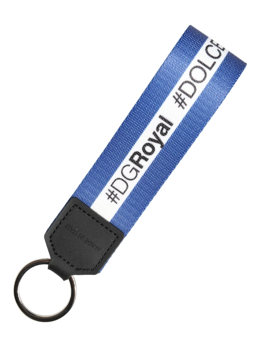 White Blue Logo Polyester PVC Holder Keychain Keyring