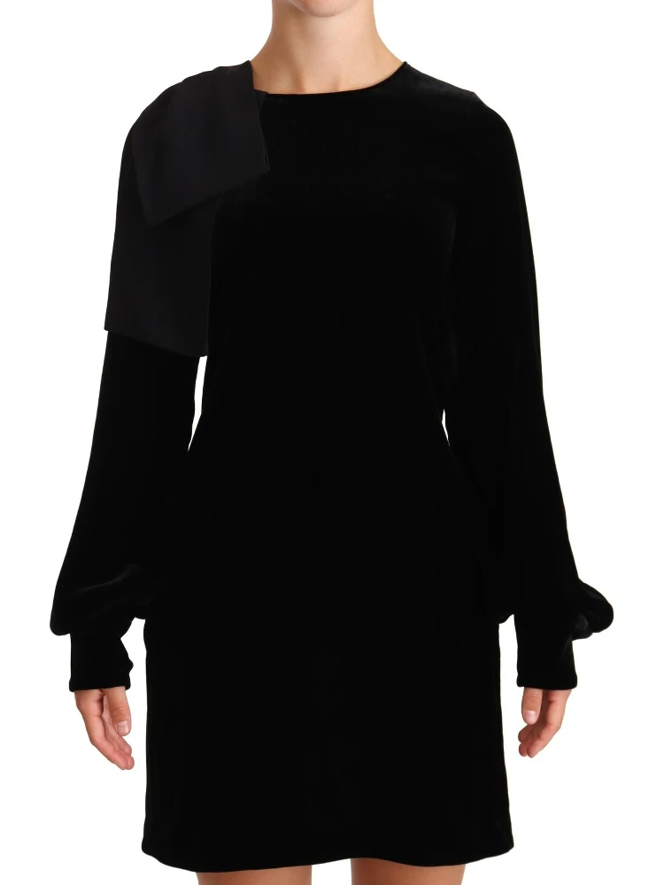 Sheath A-line Black Viscose Long Sleeves Round Neck Mini Dress alternative