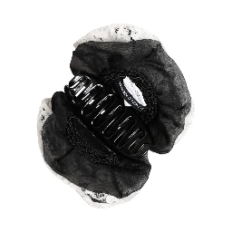Black White Silk Floral Lace Crystal Accessory Hair Claw