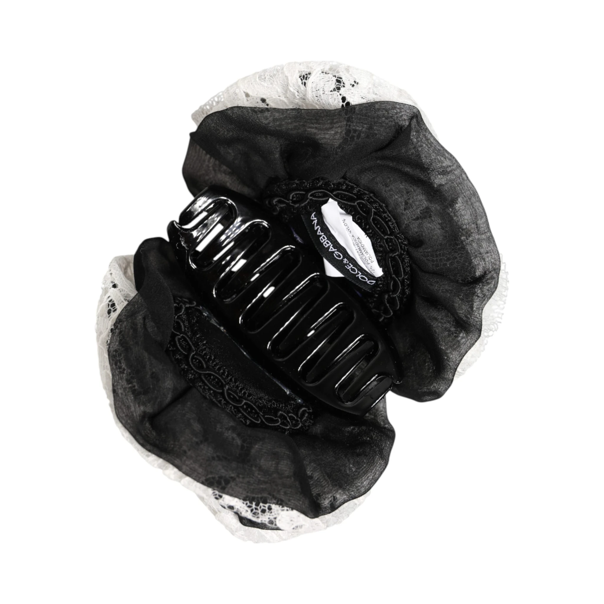 Black White Silk Floral Lace Crystal Accessory Hair Claw