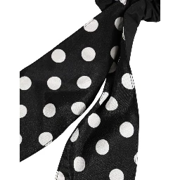 Black Cotton Polka Dot Scarf Tie Accessory Hair Scrunchie