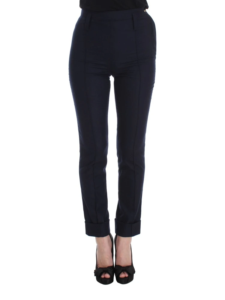 Blue Virgin Wool Slim Fit Casual Pants alternative