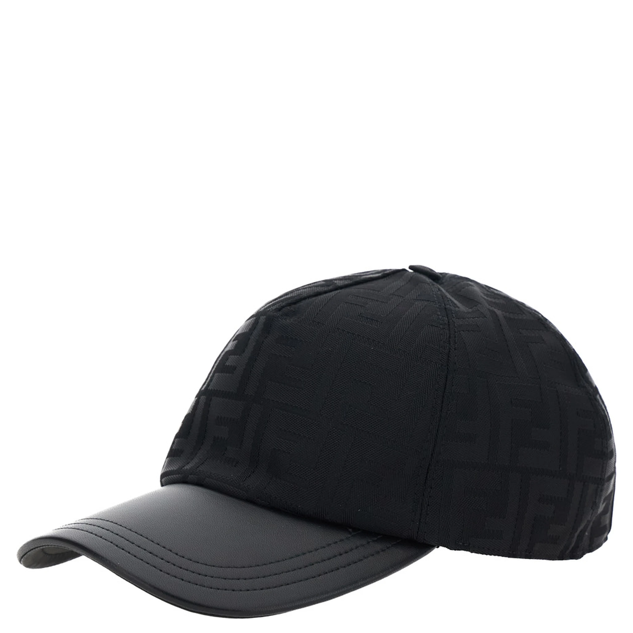 Black Baseball Cap with Curved Brim in FF Canvas Man