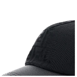 Black Baseball Cap with Curved Brim in FF Canvas Man