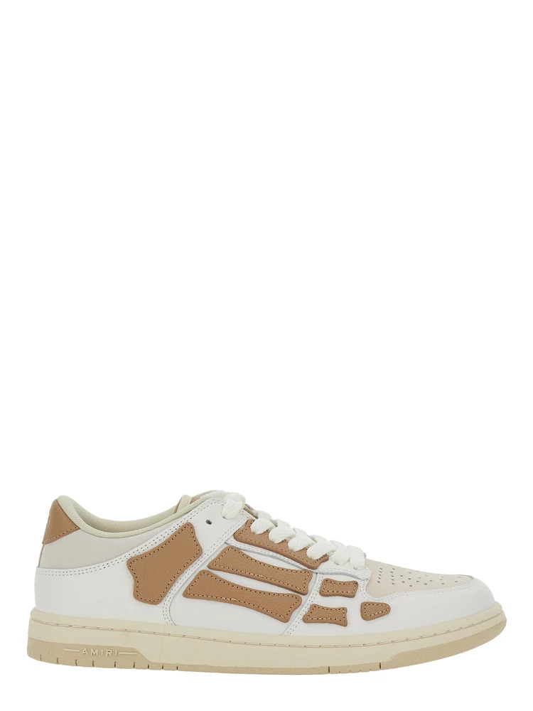 Skel Top Beige Low Top Sneakers with Logo Patch on the Tongue and Logo Lettering on the Heel in Leather Man