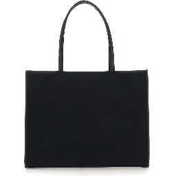Ella Black Small Tote Bag with Two Top Handles and Embossed Maxi Logo on the Front in Fabric Woman