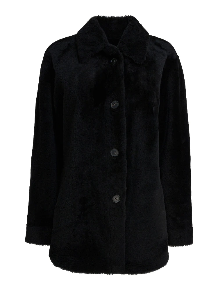 Long reversible leather coat