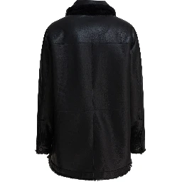 Long reversible leather coat