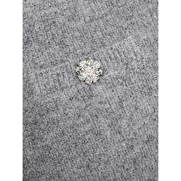 Grey Fluffy Crystal Trim Cardigan – self-portrait-EU