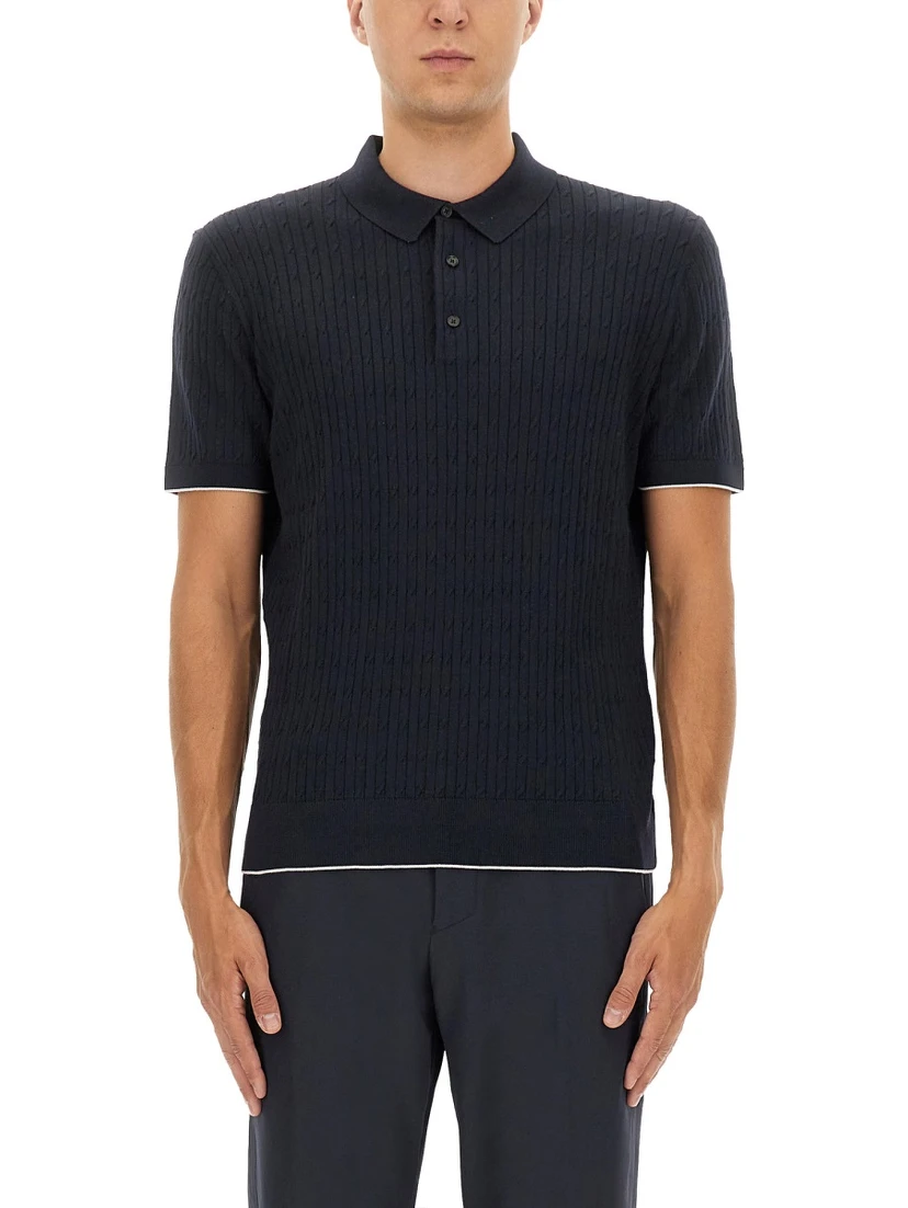 SILK AND COTTON BRAIDED POLO SHIRT