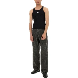 RIBBED TANK TOP WITH MOON LOGO