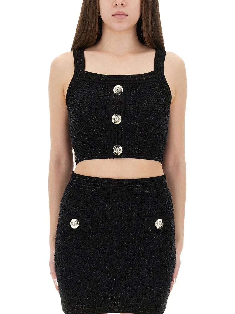 TWEED CROP TOP