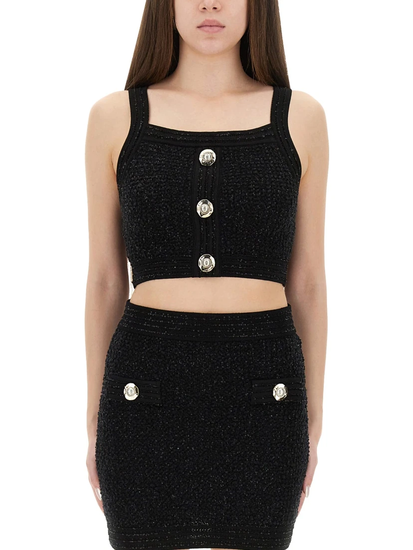 TWEED CROP TOP