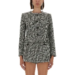 HOUNDSTOOTH JACKET WITH CRYSTALS