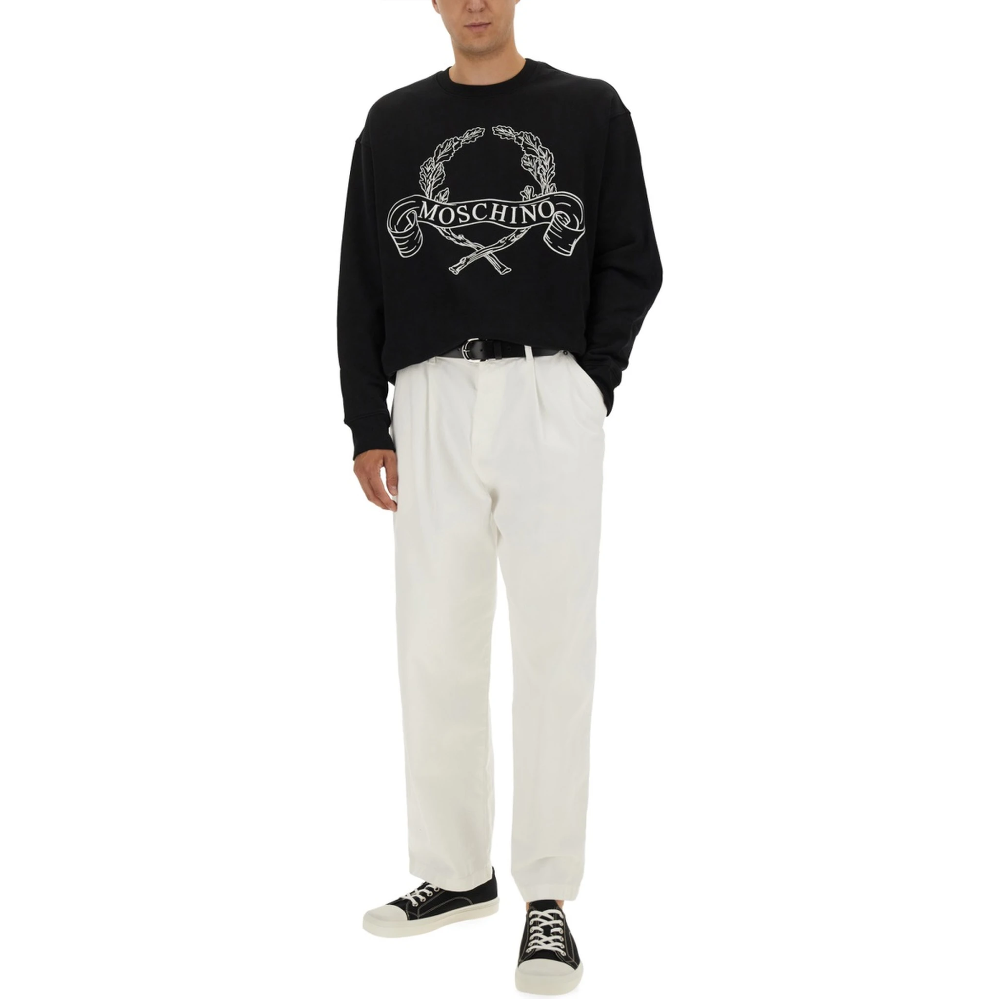 SWEATSHIRT WITH LAUREL CROWN LOGO EMBROIDERY