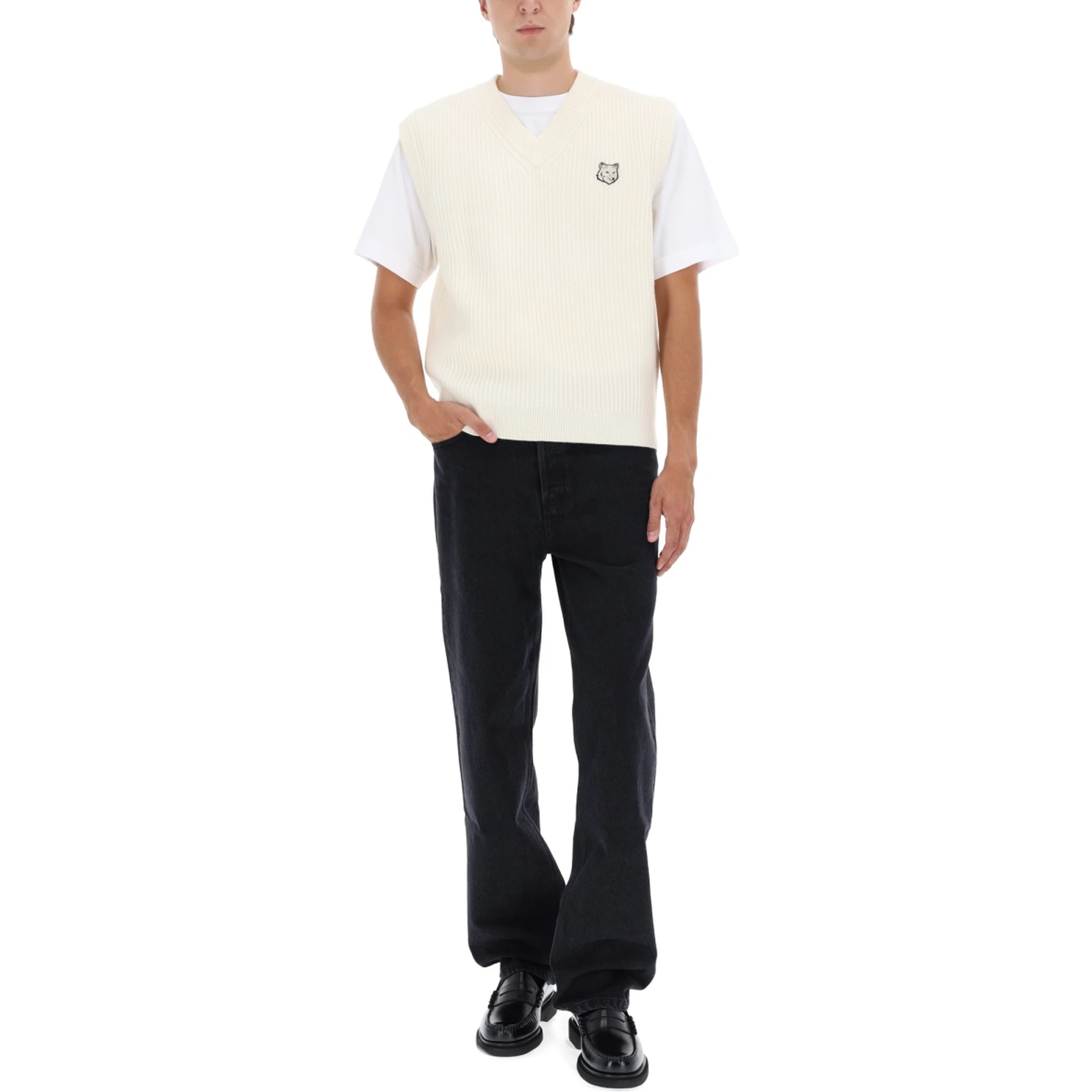 RIBBED VEST WITH FOX PATCH
